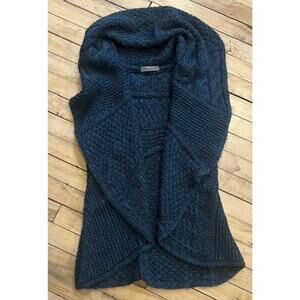 Elsamanda Italy Alpaca Wool Chunky Knit Boho Cardigan Vest Blue S Cottagecore